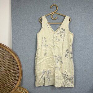 Jericho Road Clothing Lemon Lines Shift Linen Dress